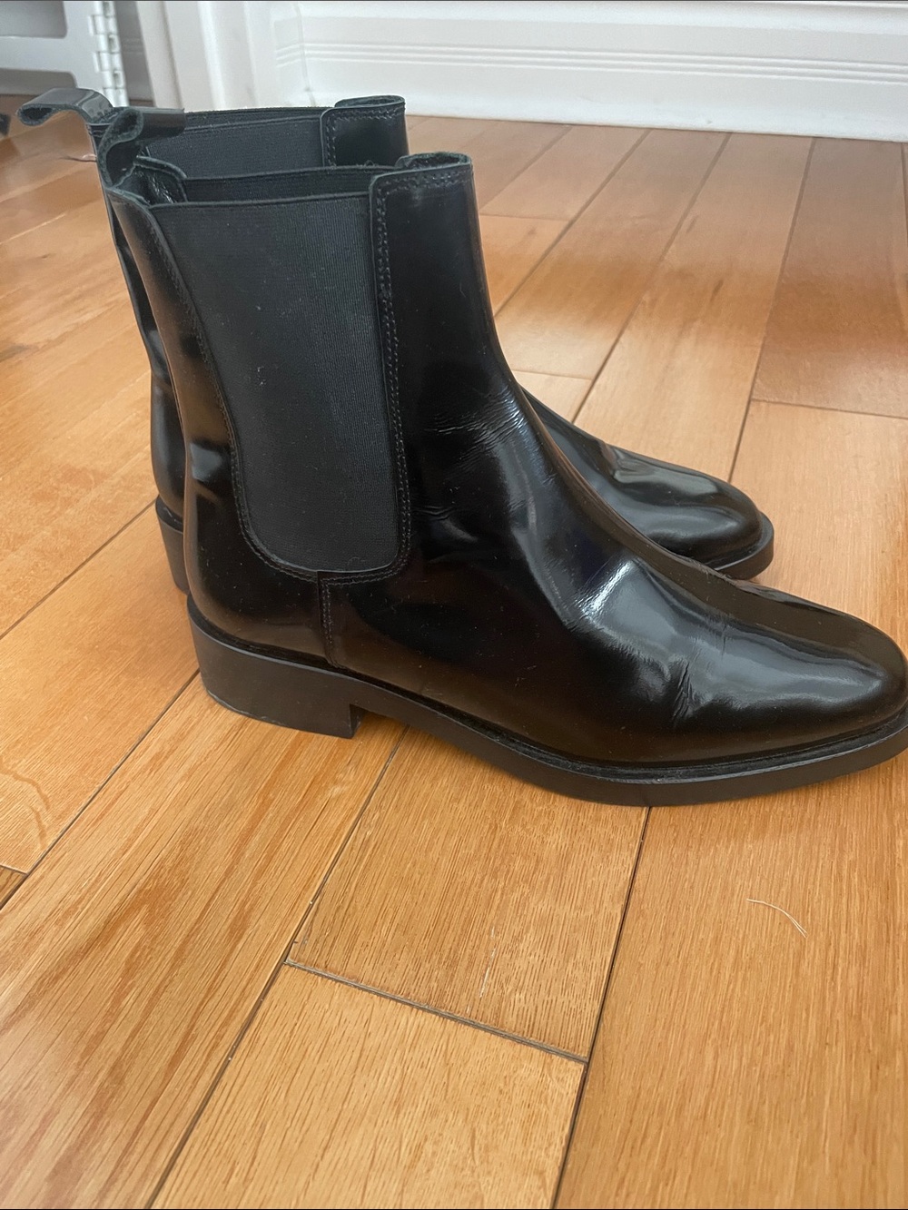 L'INTERVALLE Black Patent Chelsea Ankle Boots
